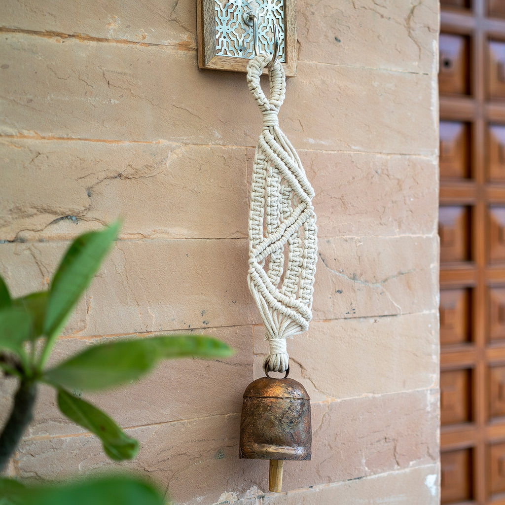 Twist and Twill Hand-Knotted Wind Chime with Metal Bell