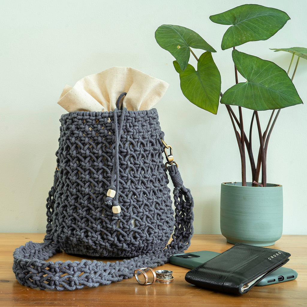 On-The-Go Hand-Knotted Bucket Bag