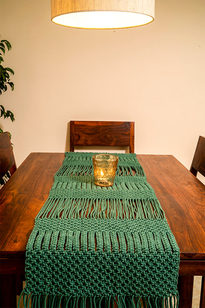 Floating Dashes Hand-Knotted Table Runner