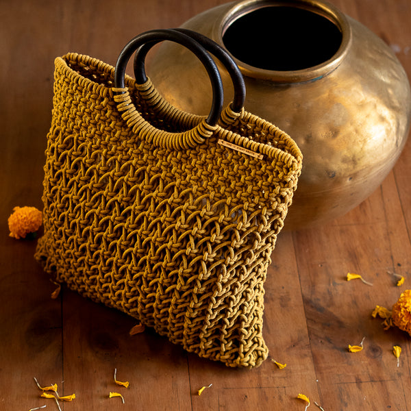 Boho Eco friendly Purple macrame handmade sling bag 1 at ₹1650 | Azilaa