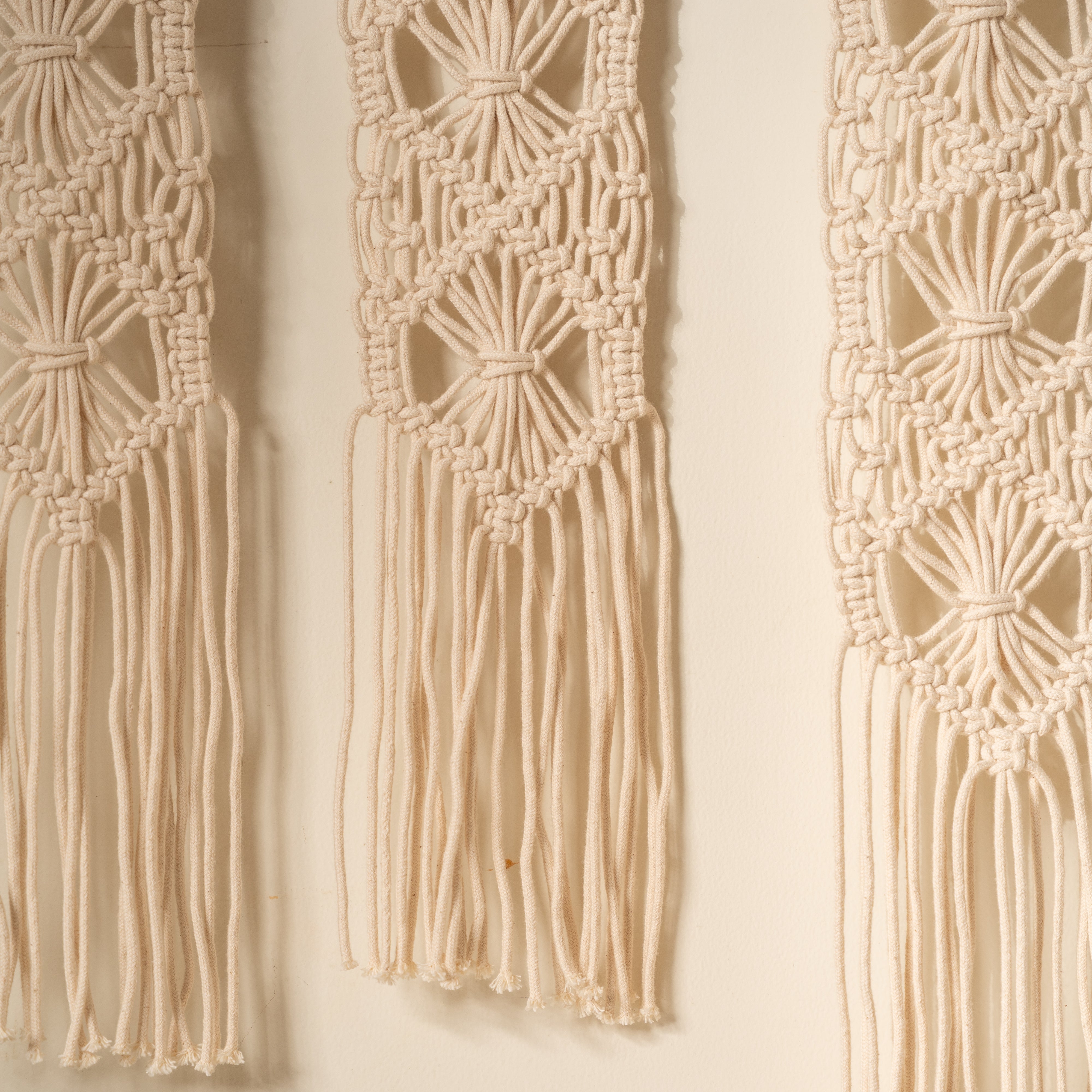 Cross Knot Ivory White Hand-crafted Wall Hanging Set of 3