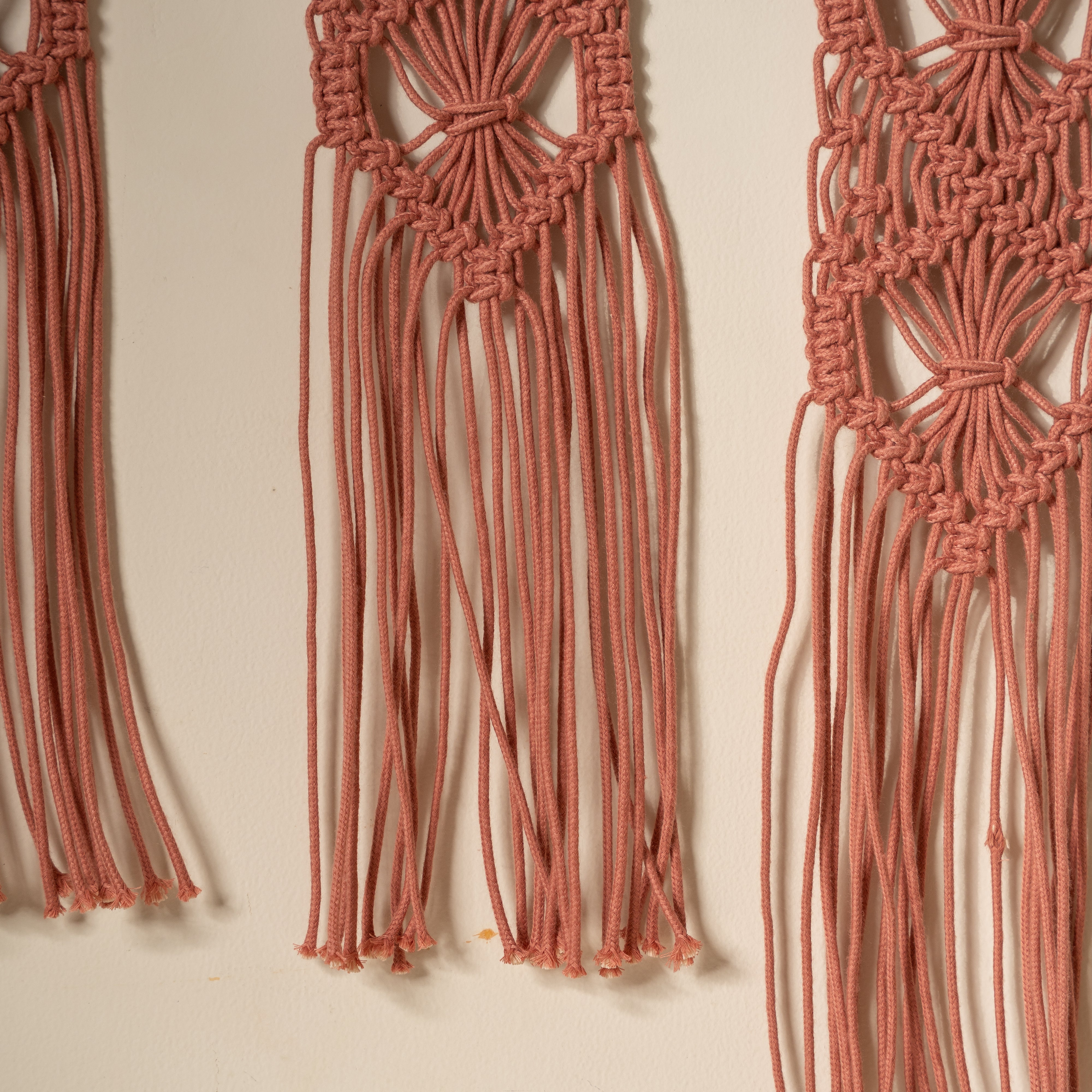Cross Knot Dusty Pink Hand-crafted Wall Hanging Set of 3