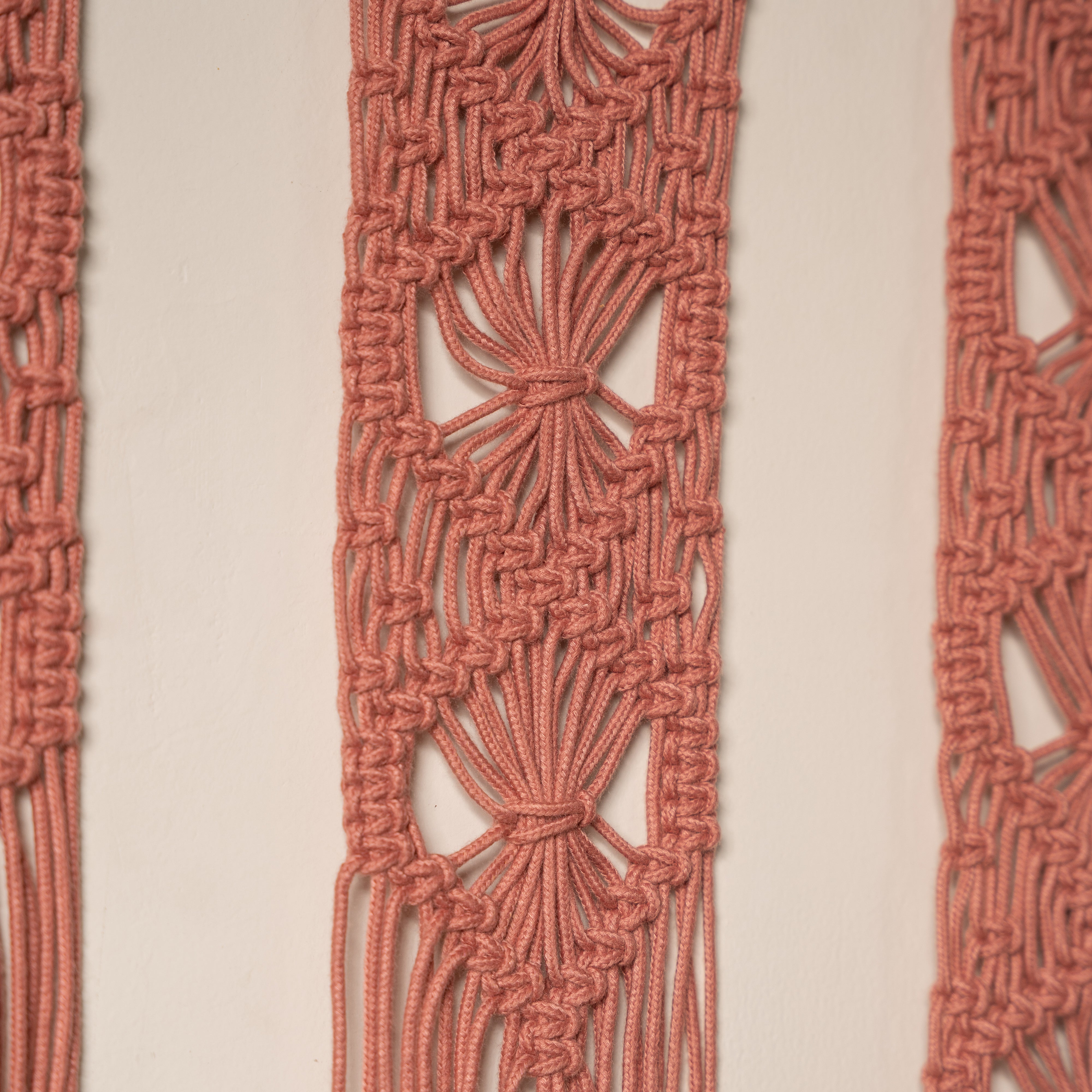 Cross Knot Dusty Pink Hand-crafted Wall Hanging Set of 3