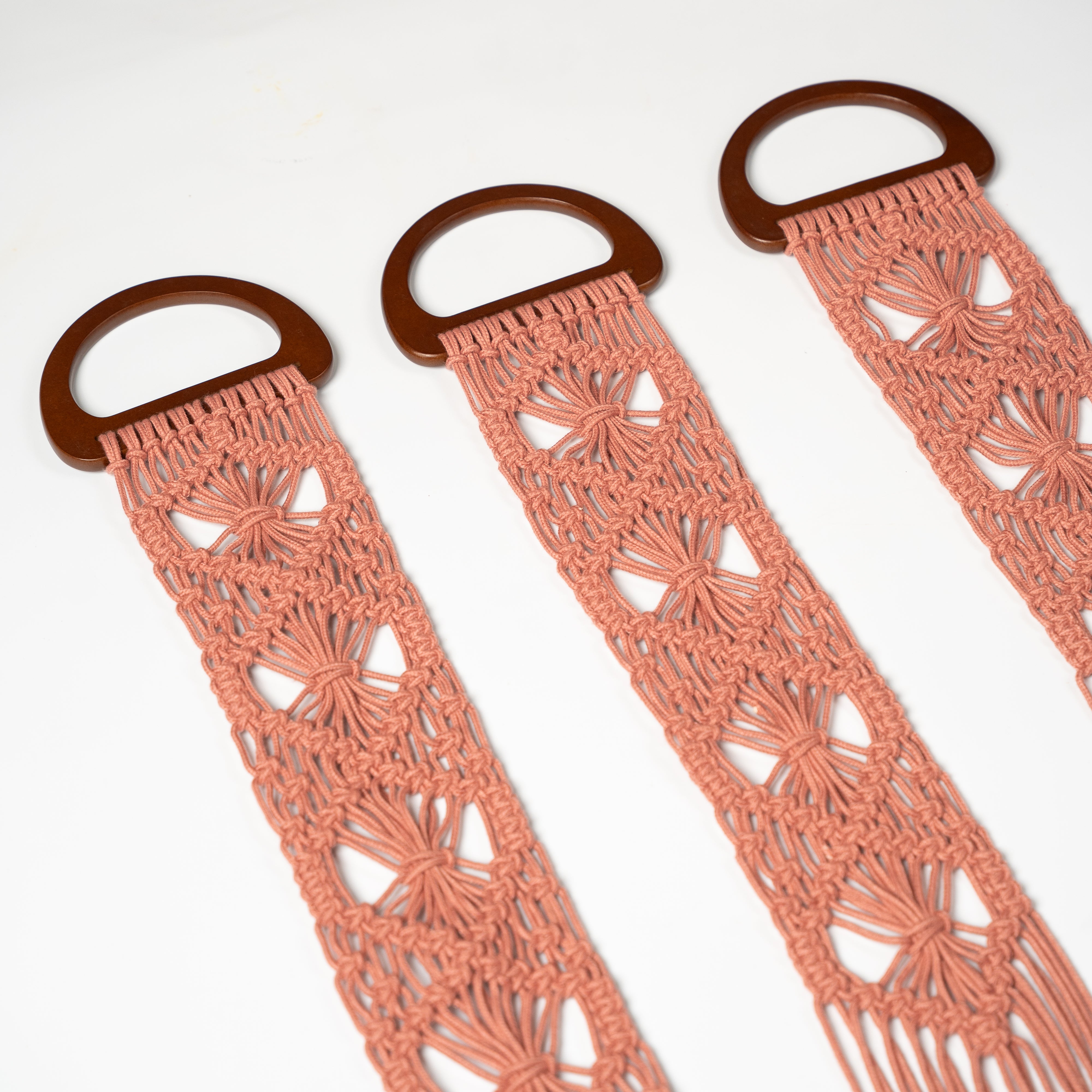 Cross Knot Dusty Pink Hand-crafted Wall Hanging Set of 3