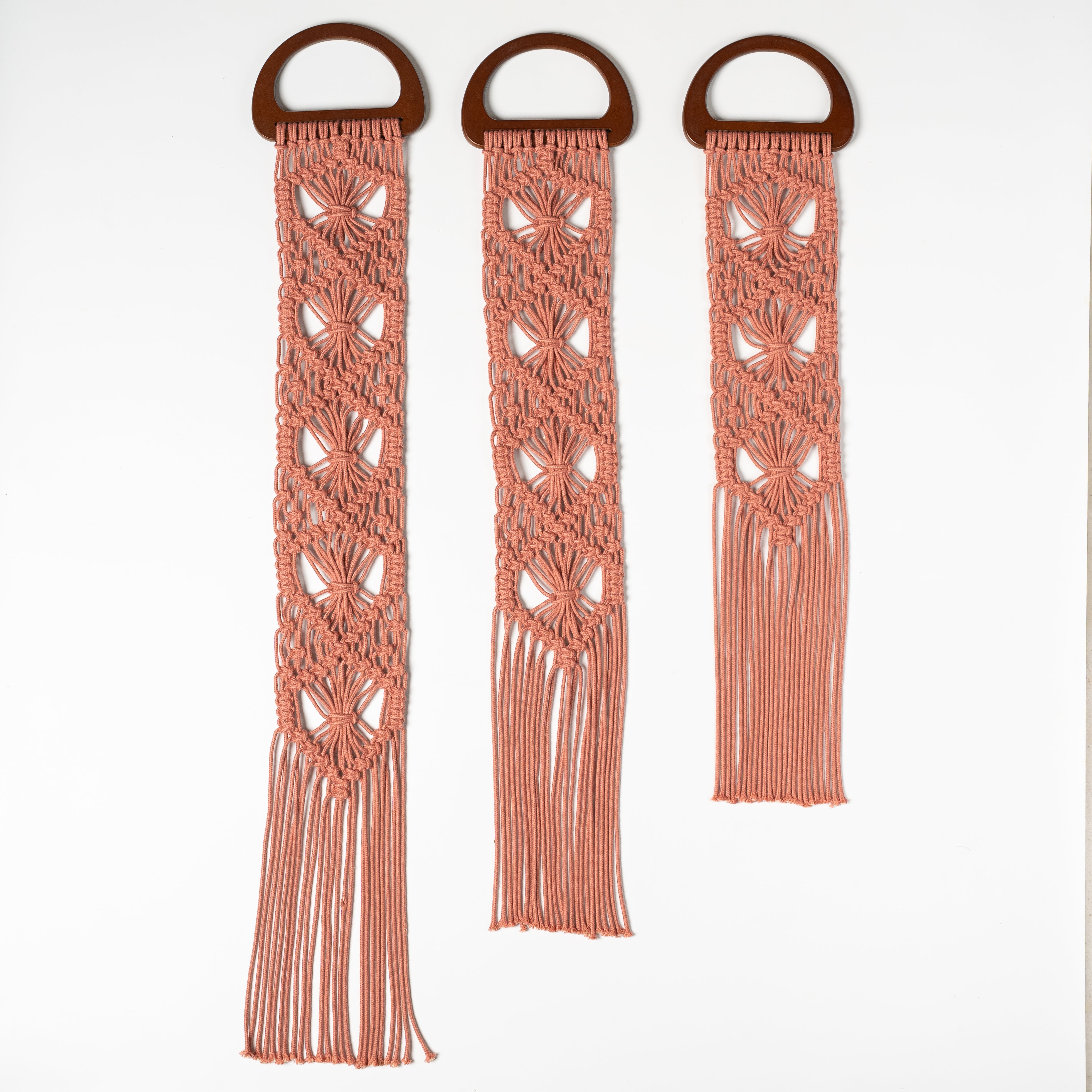 Cross Knot Dusty Pink Hand-crafted Wall Hanging Set of 3