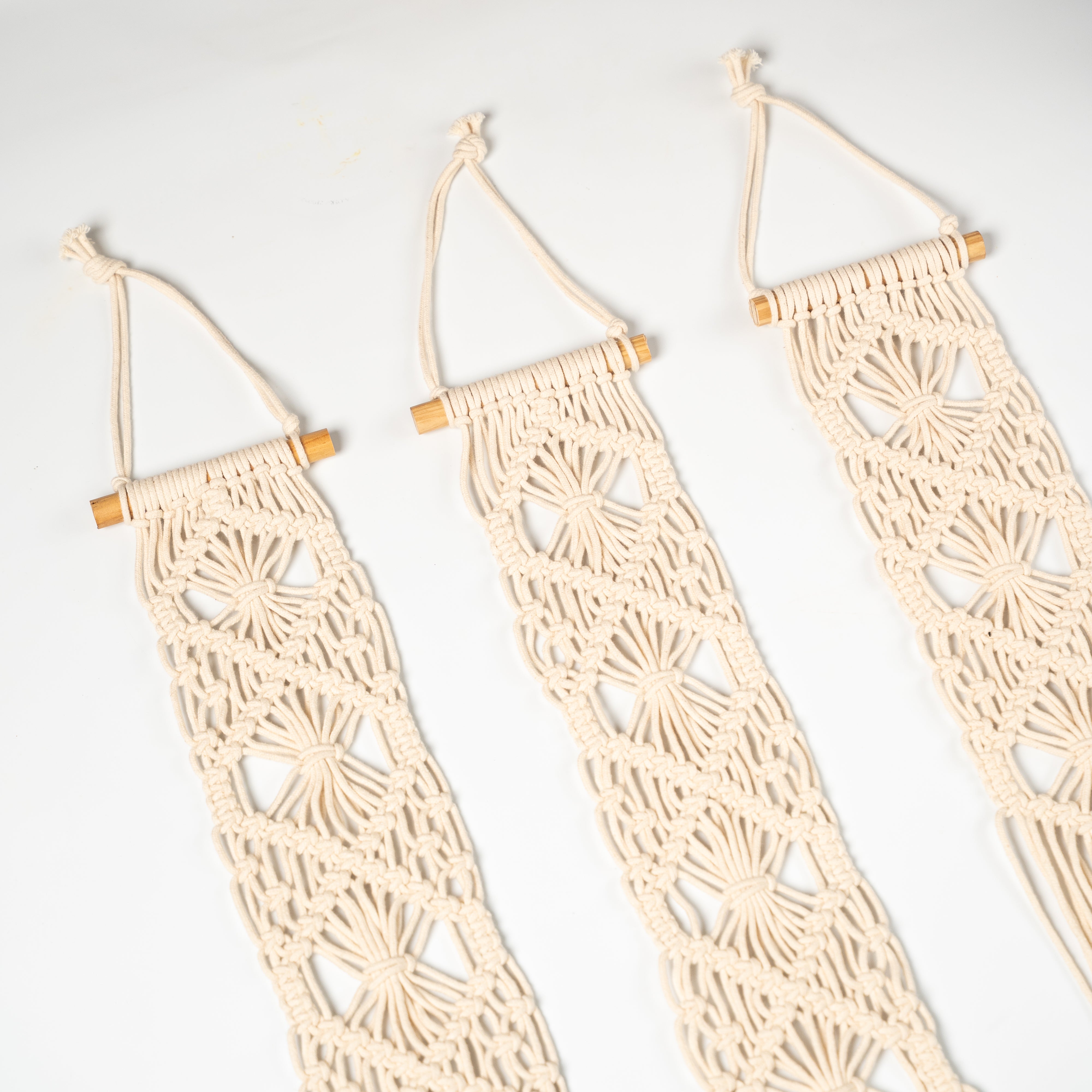 Cross Knot Ivory White Hand-crafted Wall Hanging Set of 3