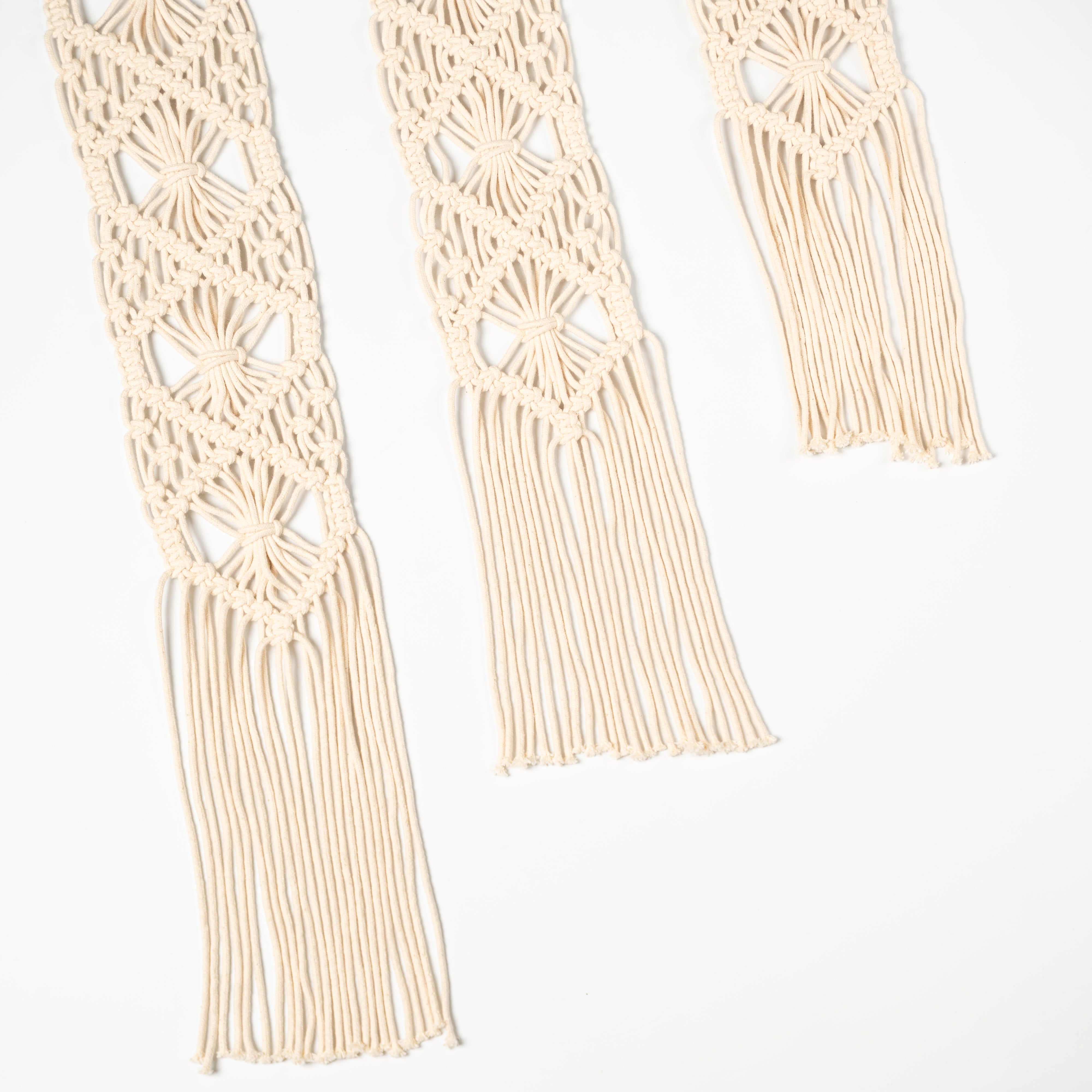 Cross Knot Ivory White Hand-crafted Wall Hanging Set of 3
