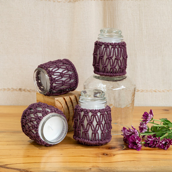 Checkered Hand-Knotted Candle Jar