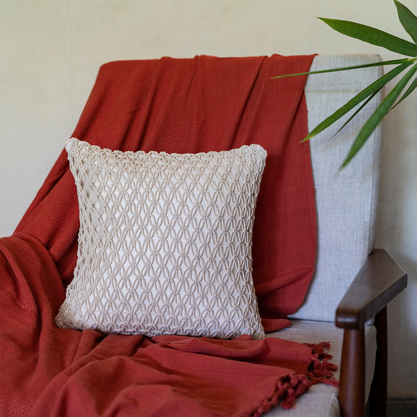 Criss Cross Hand-Knotted Cushion Cover