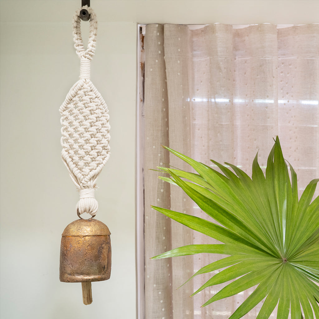 Classic Wide Hand-Knotted Wind Chime with Metal Bell