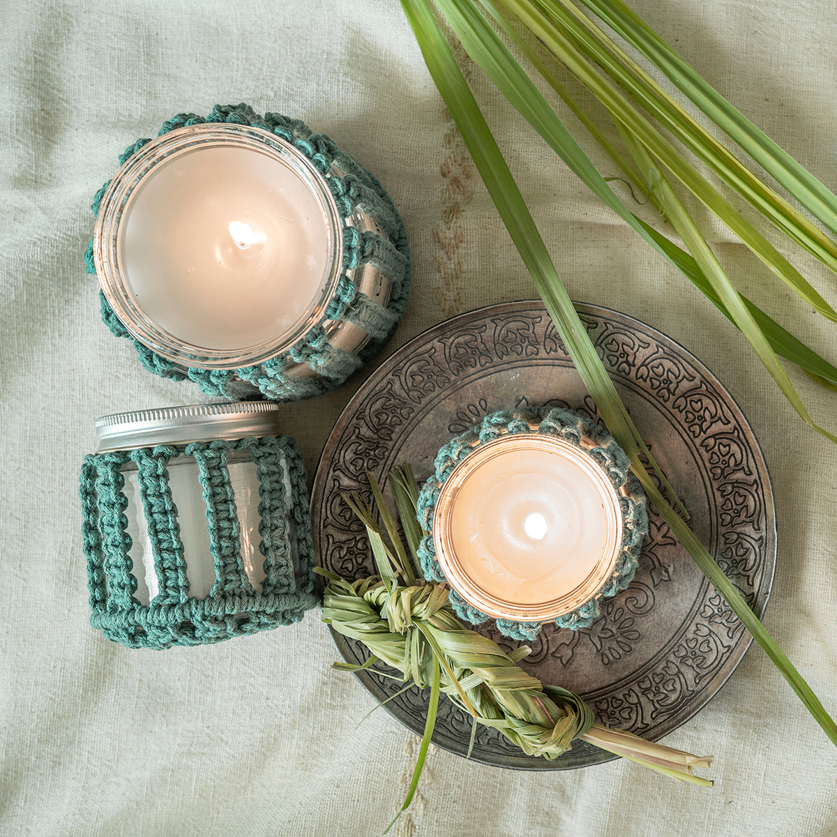 Rejuvenating Lemongrass Hand-Knotted Candle Jar