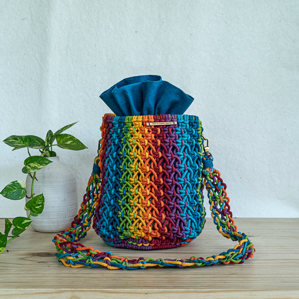 Cosmos Blended Hand-Knotted Bucket Bag