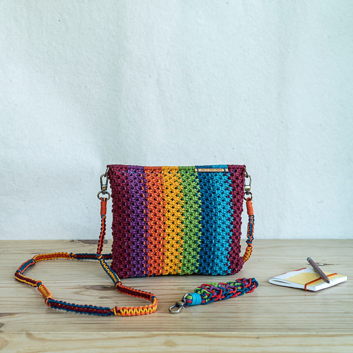 Gardenia Striped Hand-Knotted Sling Bag