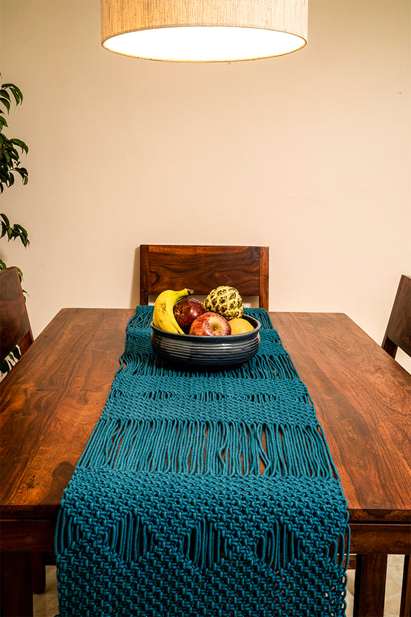 Dash and Diamond Hand-Knotted Table Runner