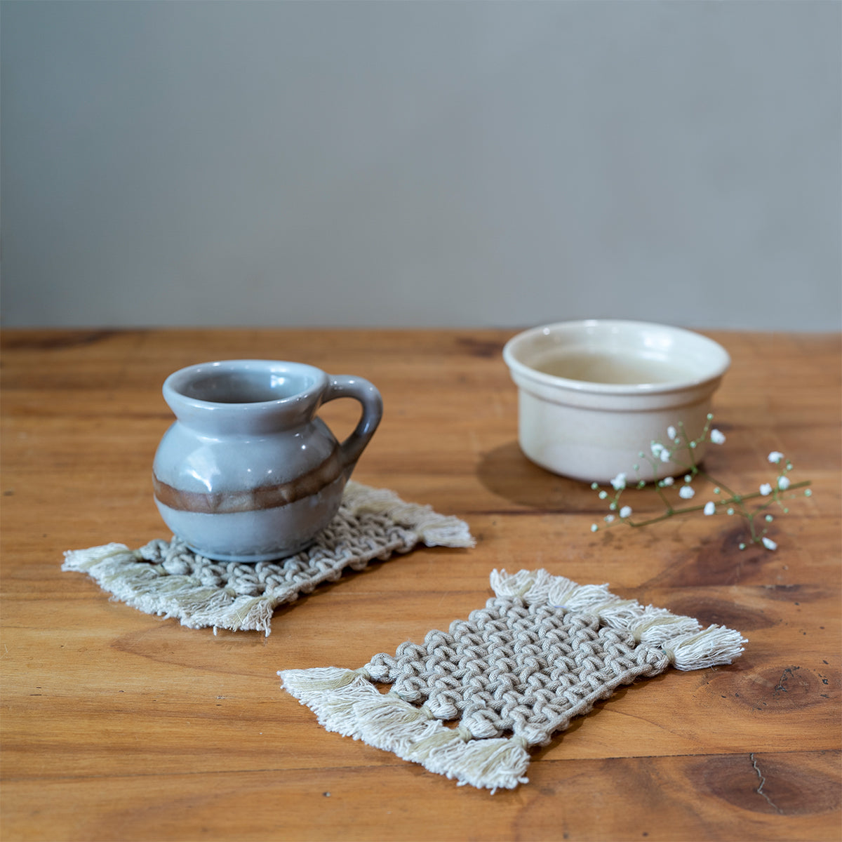 Classic Fringe Hand-Knotted Coaster