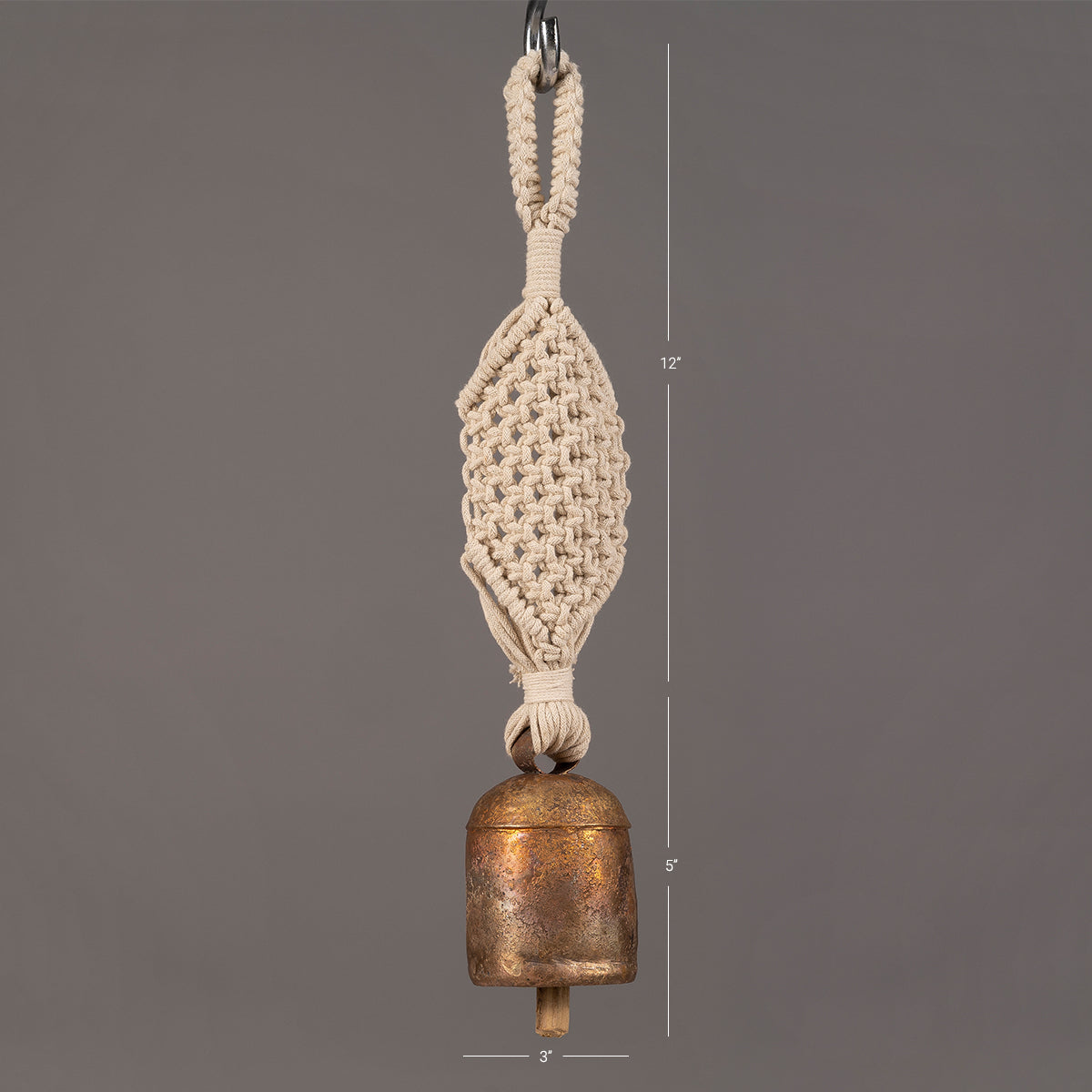 Classic Wide Hand-Knotted Wind Chime with Metal Bell