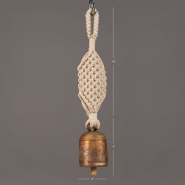 Classic Wide Hand-Knotted Wind Chime with Metal Bell