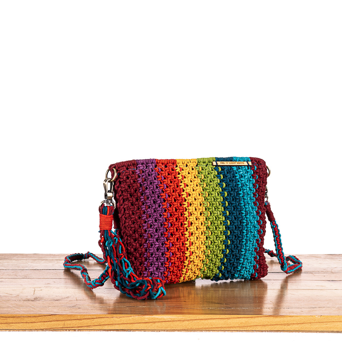 Gardenia Striped Hand-Knotted Sling Bag