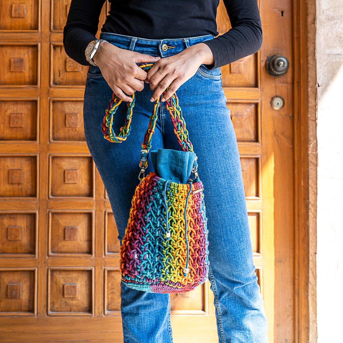 Cosmos Blended Hand-Knotted Bucket Bag