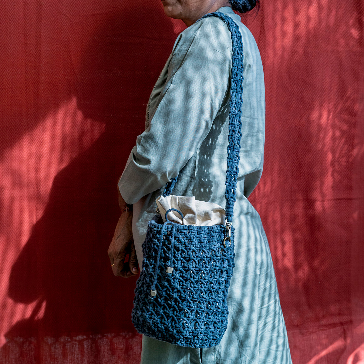 On-The-Go Hand-Knotted Bucket Bag
